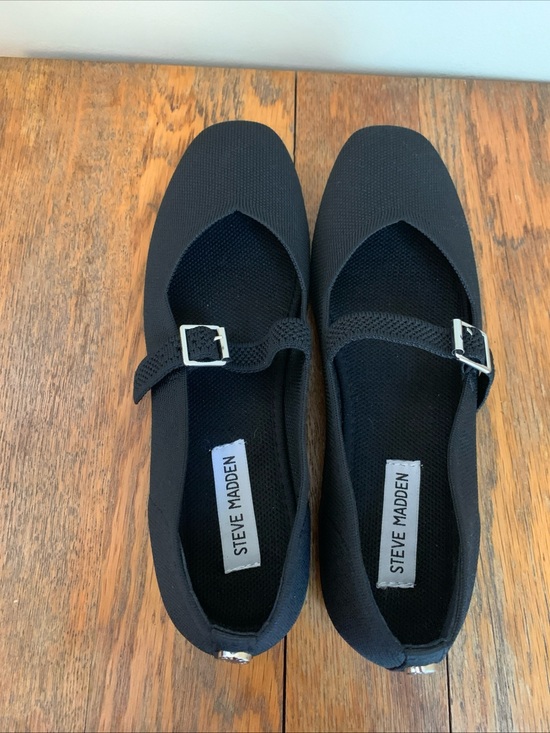 Steve Madden Shoes - Steve Madden Richmond Black Knit Mary Jane Ballet Flats Size 8.5 Buckle Closure